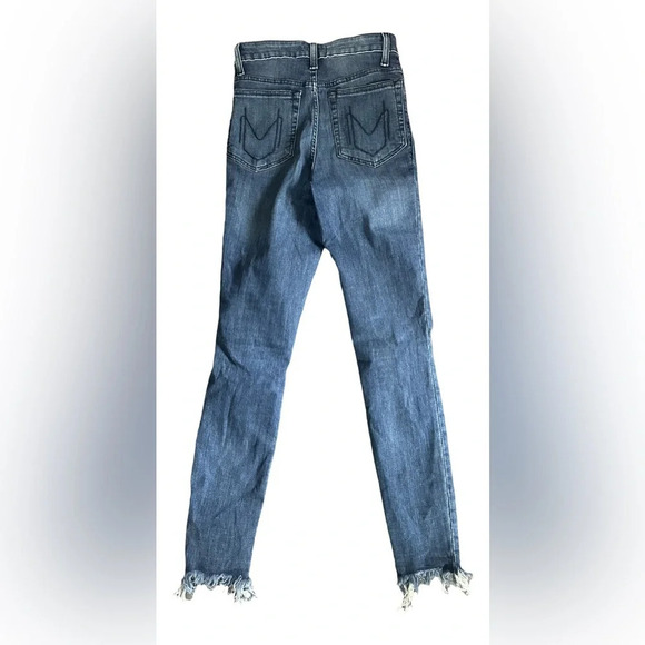 Mumu Blue Distressed Skinny Jeans Raw Hem Jeans Size 24 High Rise - Picture 2 of 7